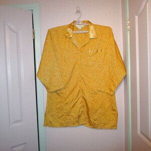 Liz Banks Luxe SATIN Swirls Size 1X SLEEPSHIRT Gown POCKET Button Up LONG SLEEVE